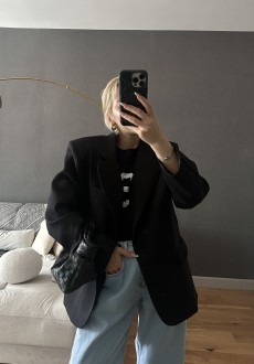 Siyah Premium Vatkalı Blazer Ceket