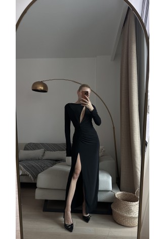 Siyah Dekolte Detaylı Elbise